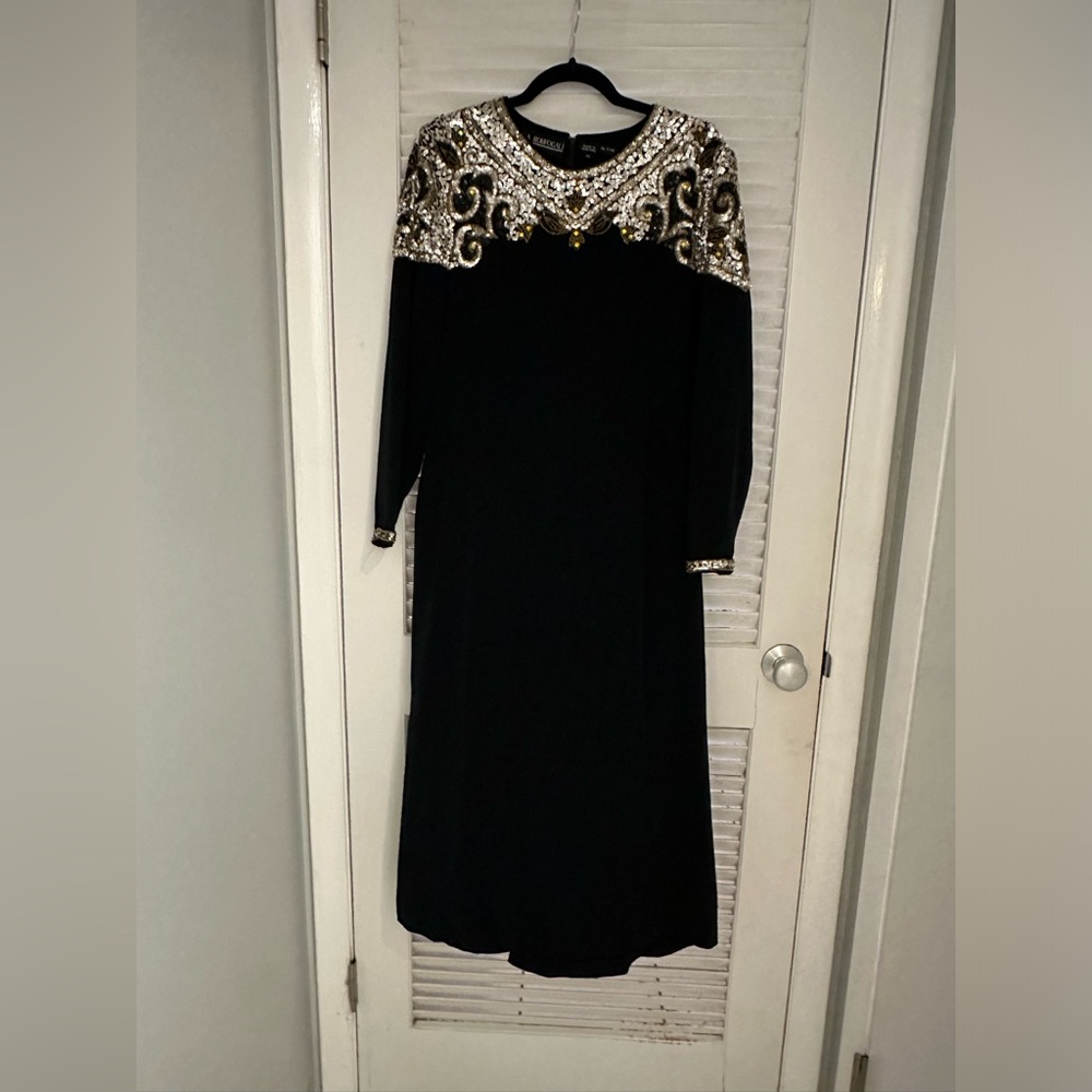 Gorgeous 80s vintage beaded black dress